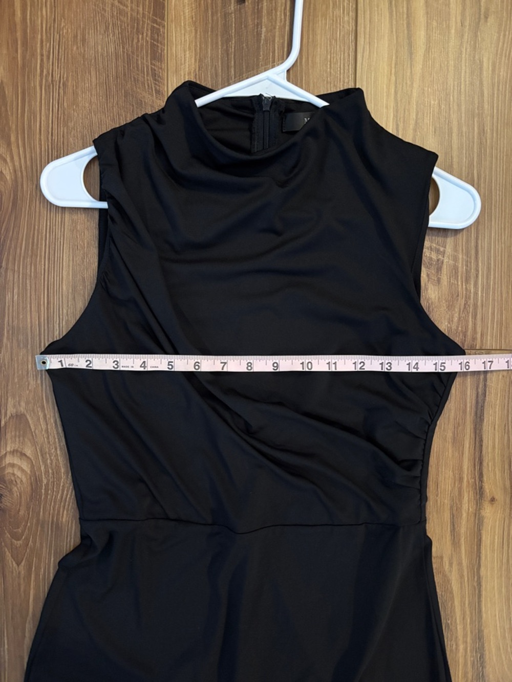 Sleeveless Mock Neck Black Midi Dress with Side Slit - Picture 11 of 12